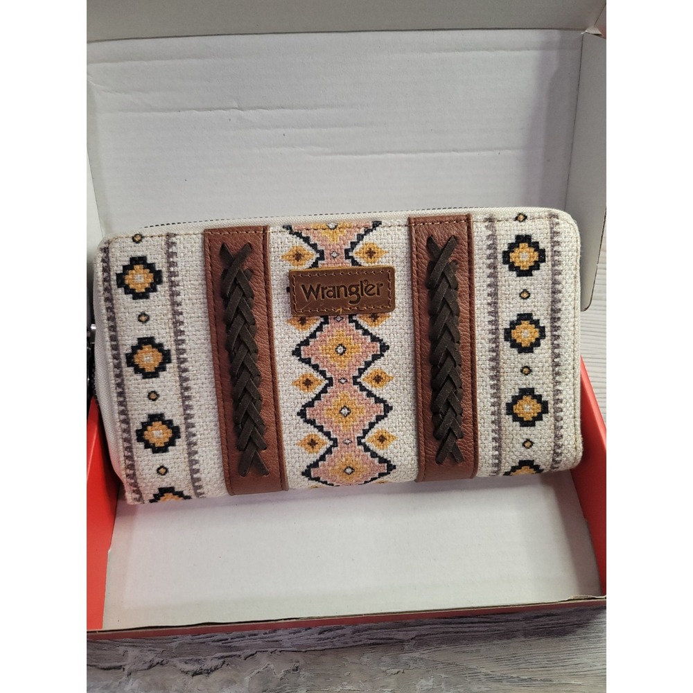Wrangler Aztec clutch wallet with wrist strap. NEW in box. Southwest style